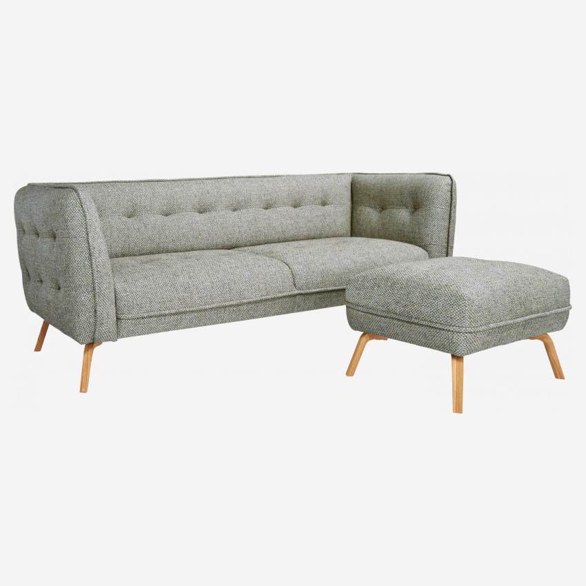 3-Sitzer-Sofa aus Bellagio-Stoff - Himmelblau - Eichenfüße