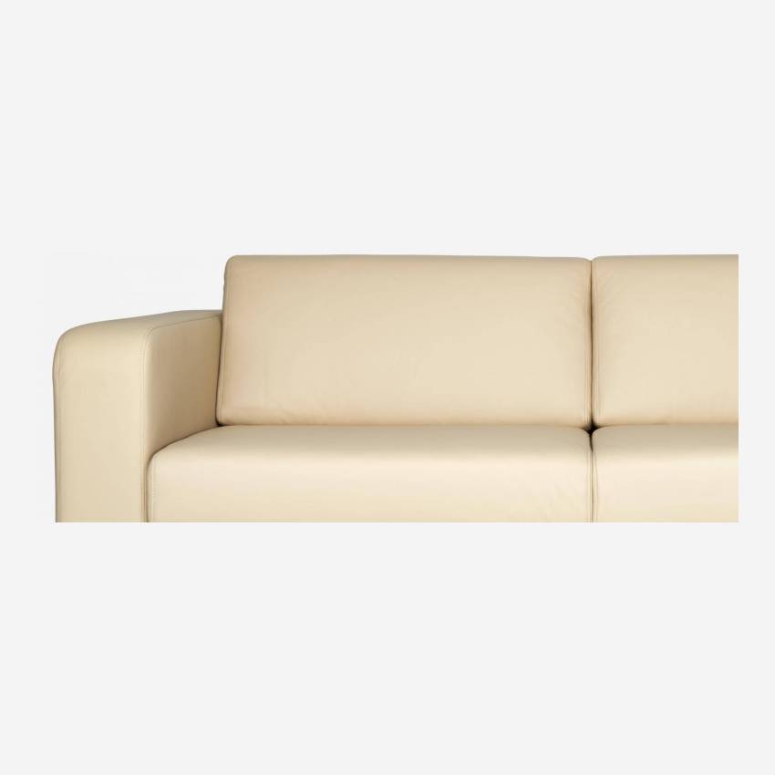 3-Sitzer-Schlafsofa aus Leder mit Lattenrost - Cremefarben