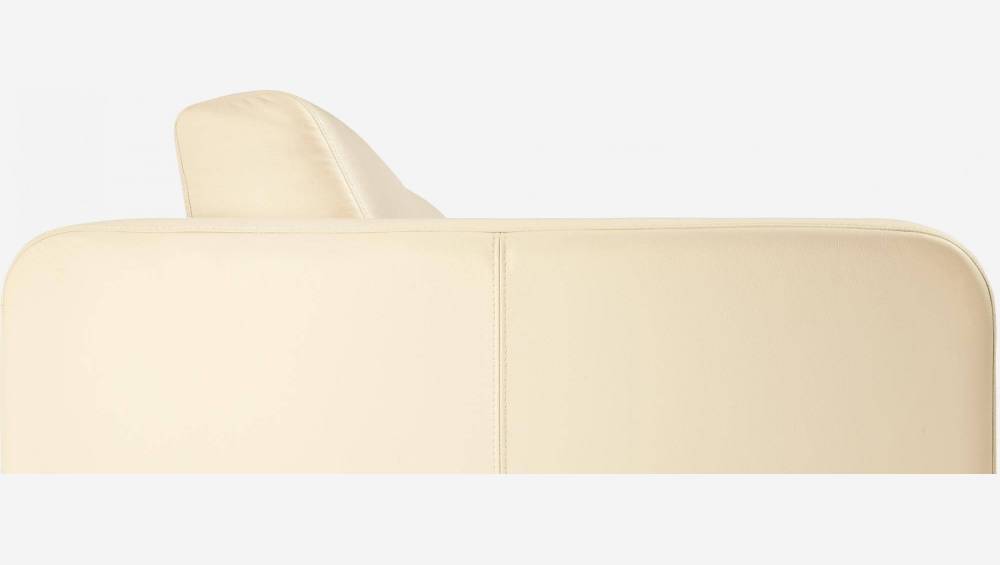 Sofá cama 3 plazas de piel + somier de láminas - Crema