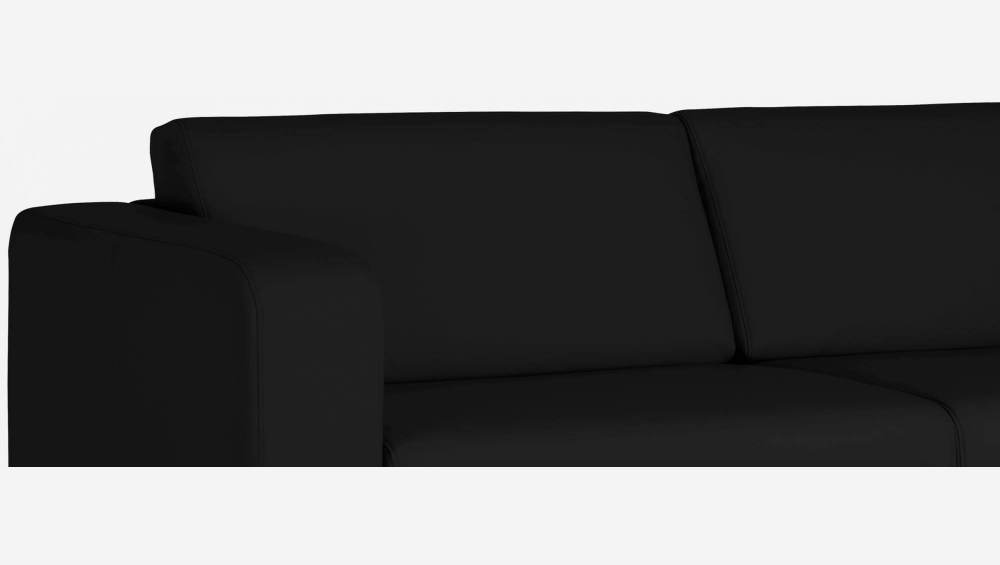 3-Sitzer-Schlafsofa aus Leder mit Lattenrost - Schwarz