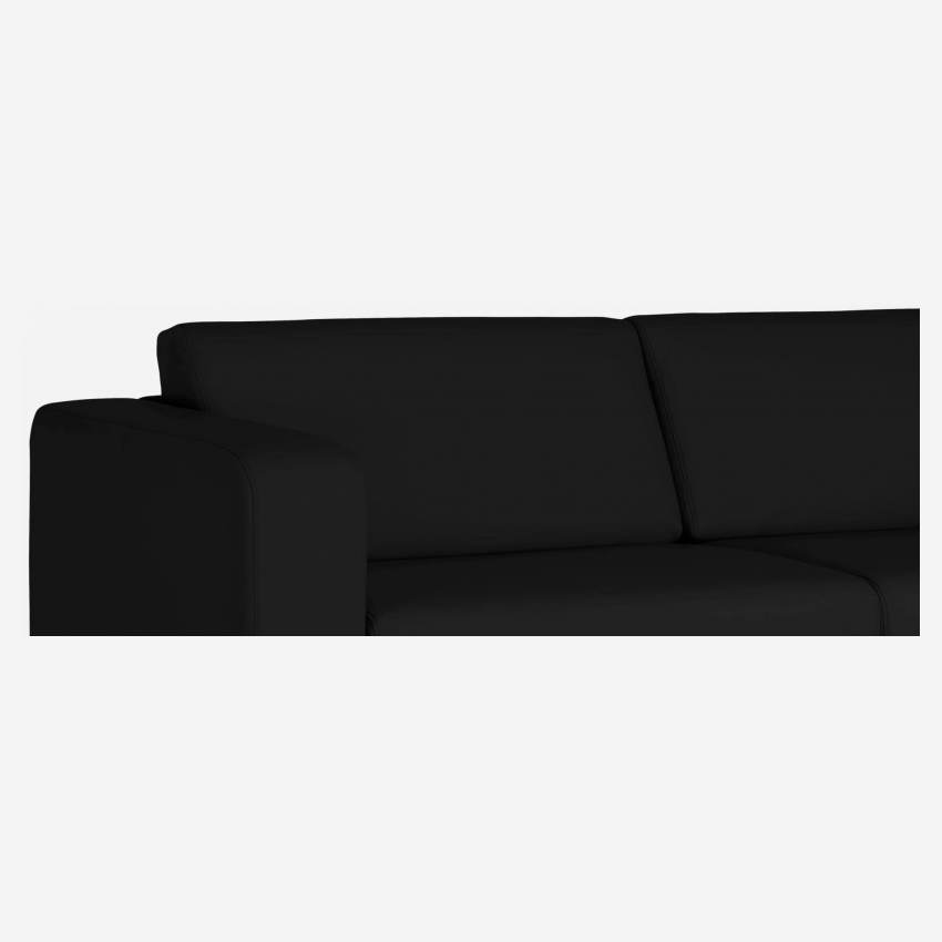 Sofá cama 3 plazas de piel + somier de láminas - Negro