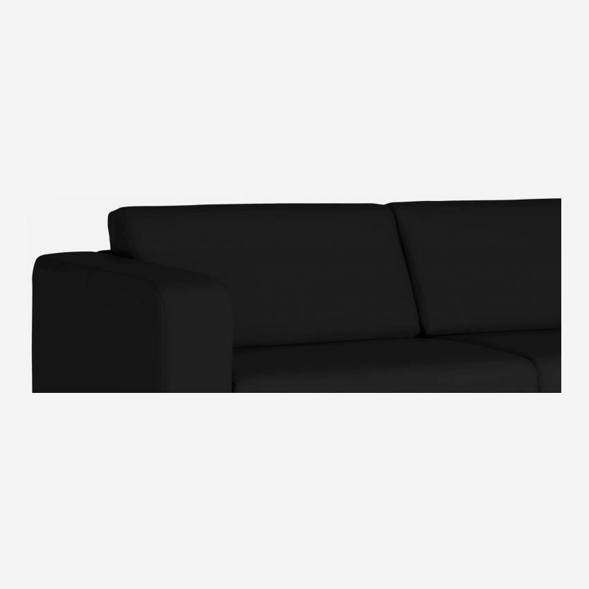 Sofá cama 3 plazas de piel + somier de láminas - Negro