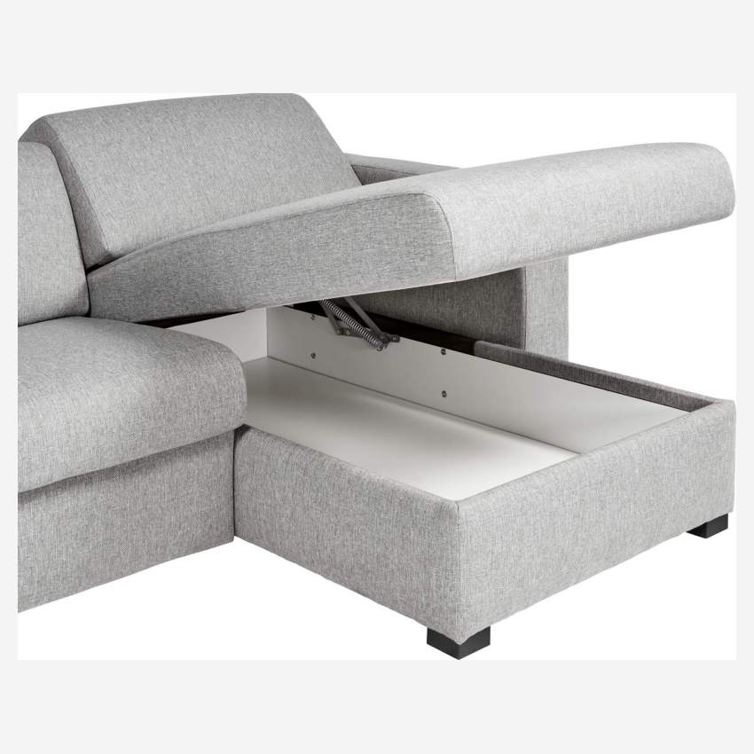 Sofá cama esquinero reversible 3 plazas de tela con almacenaje + somier de láminas - Gris claro