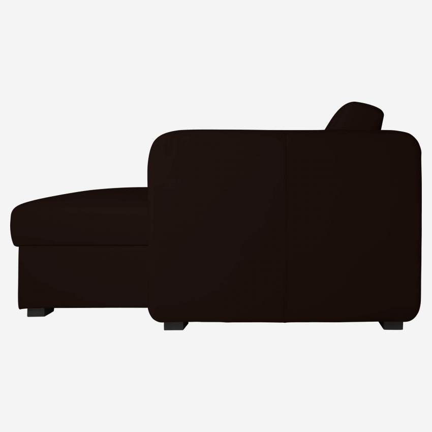 3-Sitzer-Schlafsofa mit Ecke aus Leder mit Lattenrost - Braun