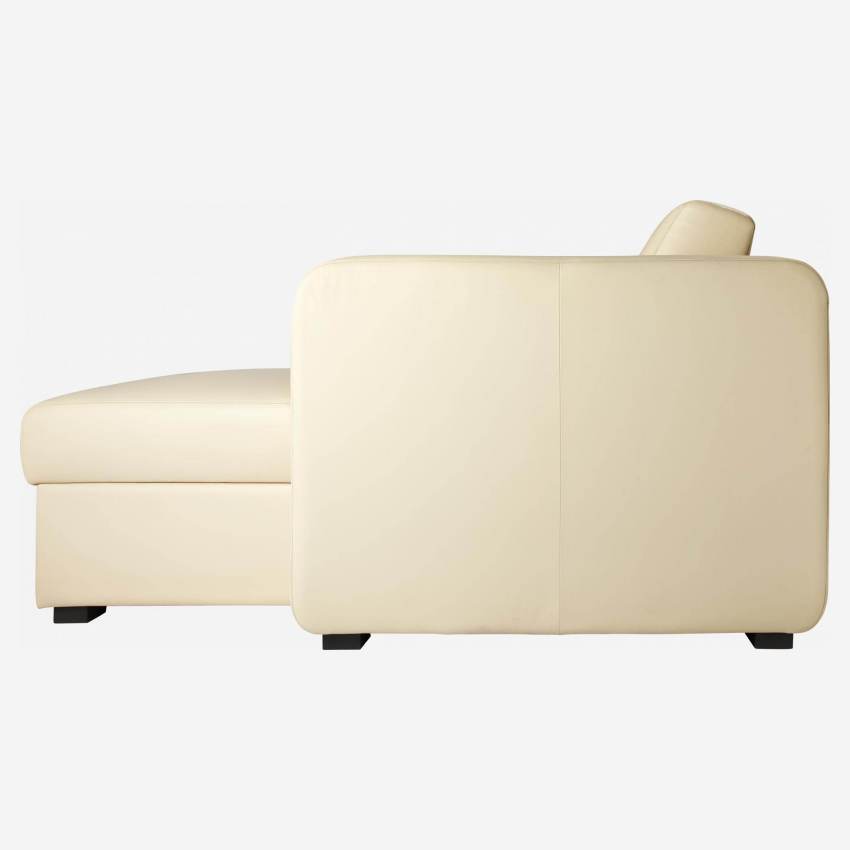 3-Sitzer-Schlafsofa mit Ecke aus Leder mit Lattenrost - Cremefarben