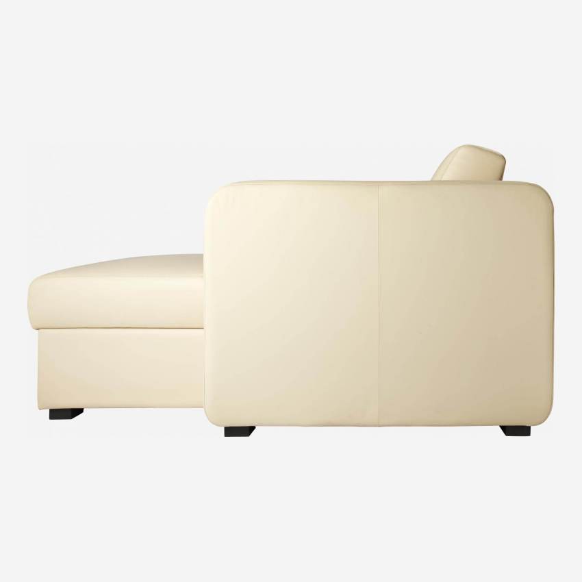 3-Sitzer-Schlafsofa mit Ecke aus Leder mit Lattenrost - Cremefarben