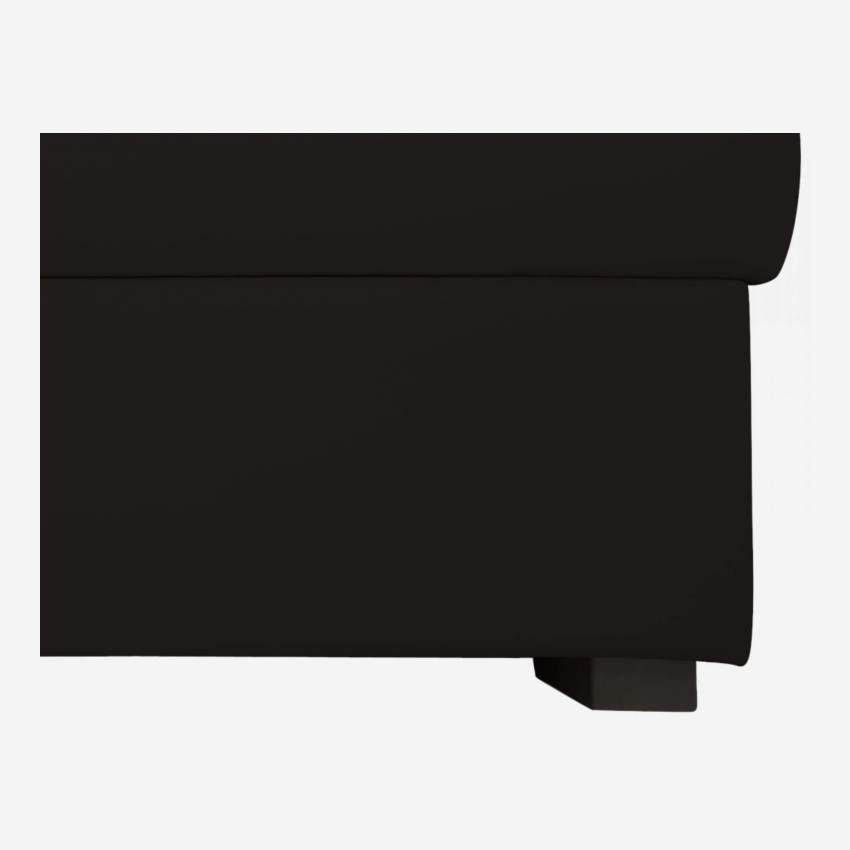Sofá cama esquinero reversible 3 plazas de piel con almacenaje + somier de láminas - Negro