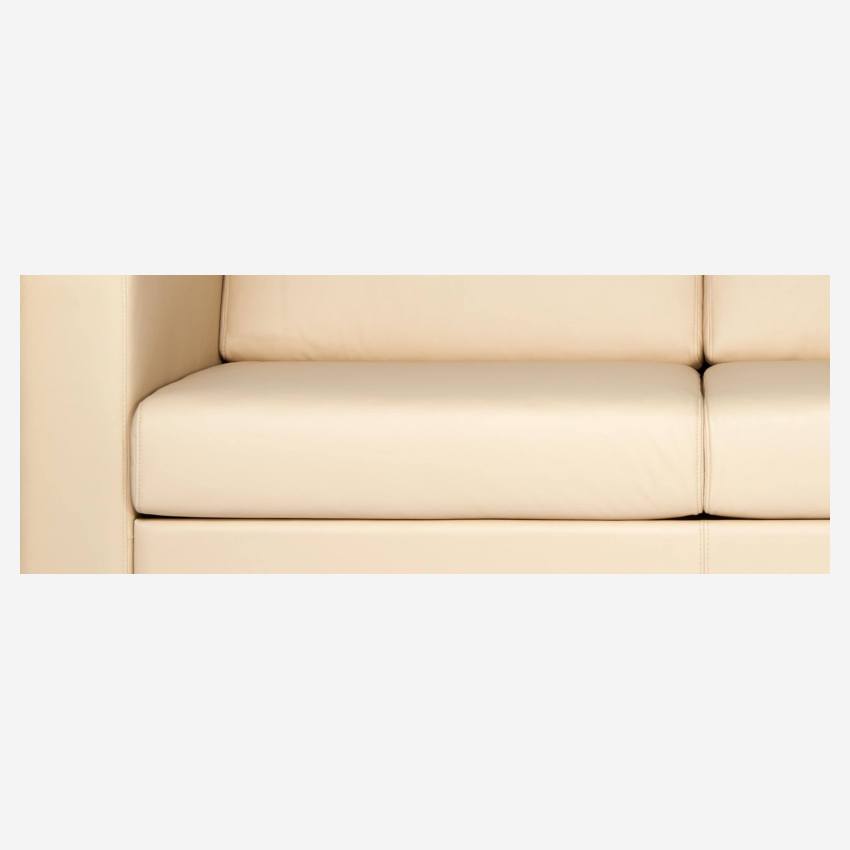 2-Sitzer-Schlafsofa aus Leder mit Lattenrost - Cremefarben
