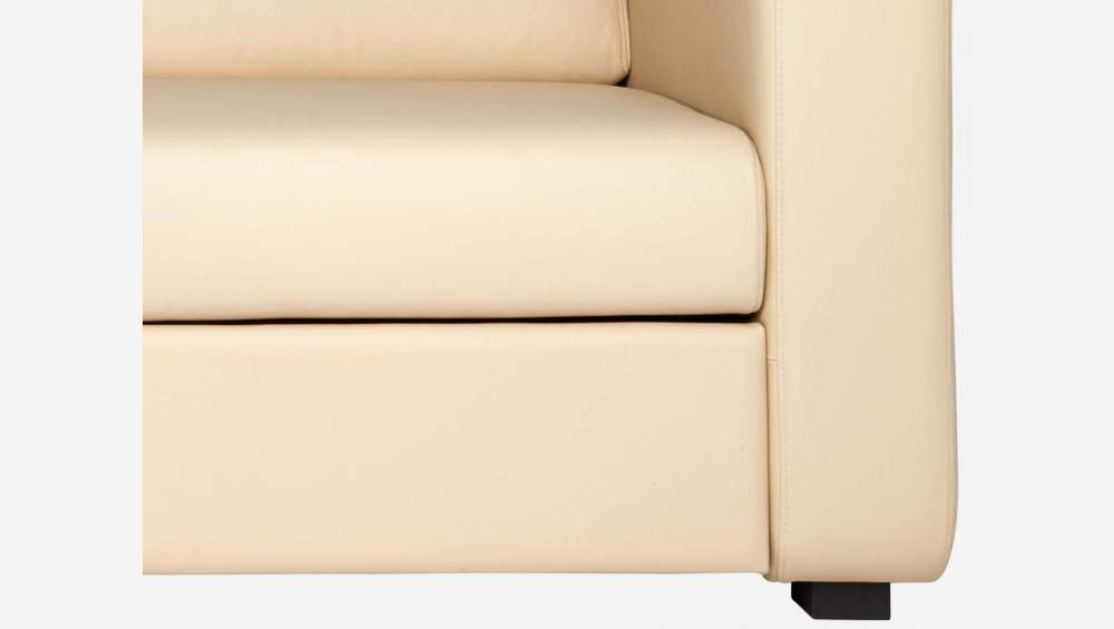 2-Sitzer-Schlafsofa aus Leder mit Lattenrost - Cremefarben