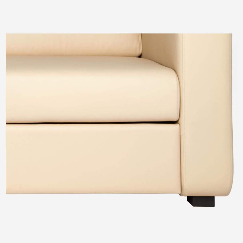 Sofá cama 2 plazas de piel + somier de láminas - Crema