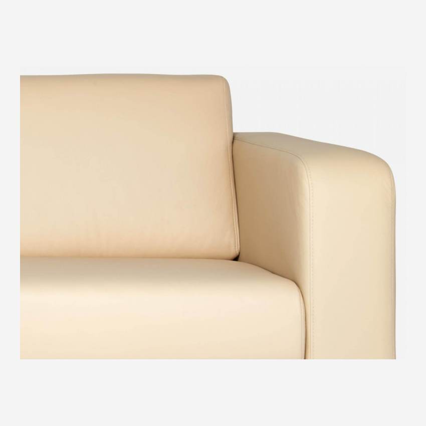 Canapé 2 places convertible en cuir avec sommier à lattes - Crème