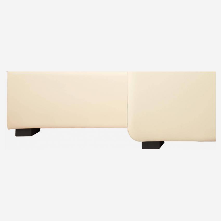Sofá cama esquinero reversible 2 plazas de piel con almacenaje + somier de láminas - Crema