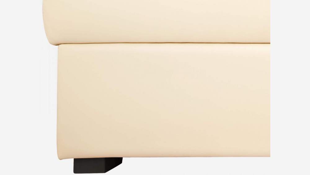 Sofá cama esquinero reversible 2 plazas de piel con almacenaje + somier de láminas - Crema