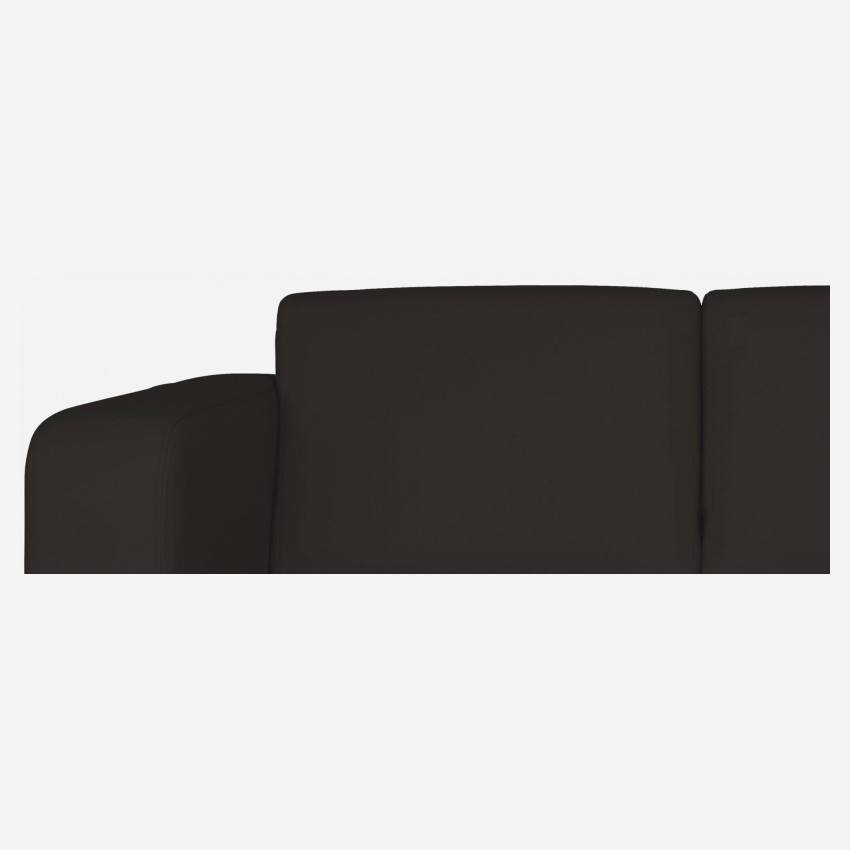 Sofá cama compacto de piel + somier de láminas - Castaño