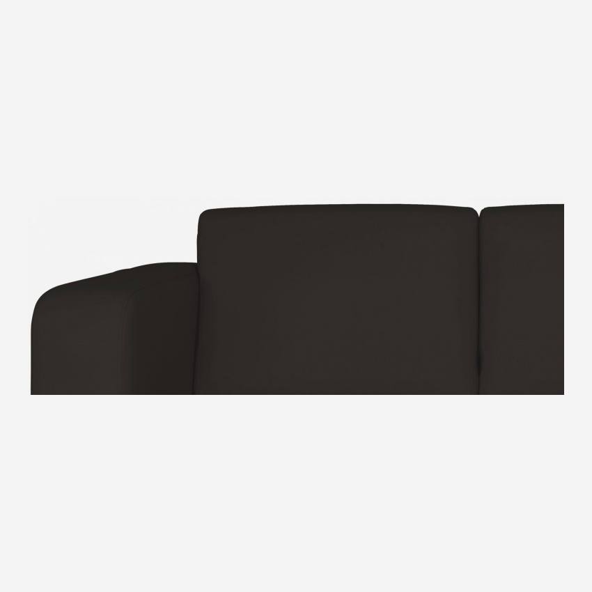 Sofá cama compacto de piel + somier de láminas - Castaño