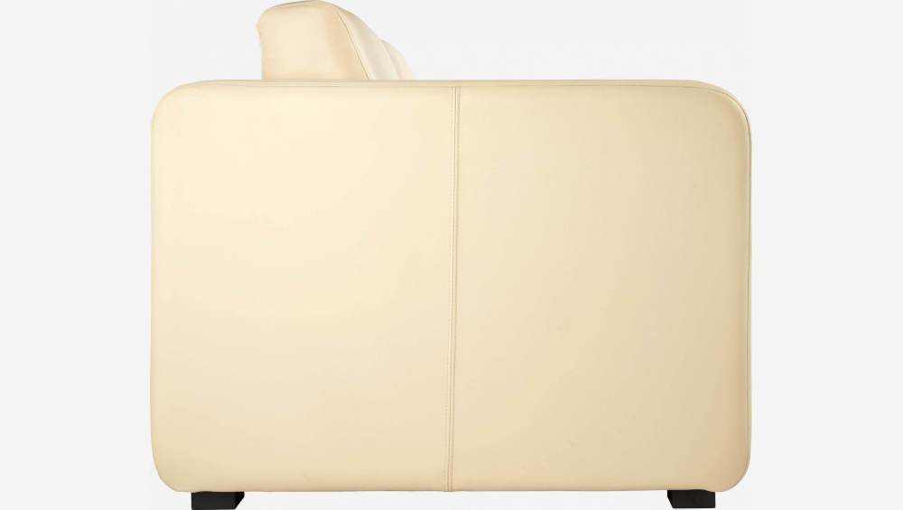 Canapé compact convertible en cuir avec sommier à lattes - Crème