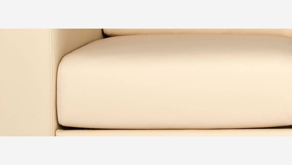 Kompaktes Schlafsofa aus Leder mit Lattenrost - Cremefarben