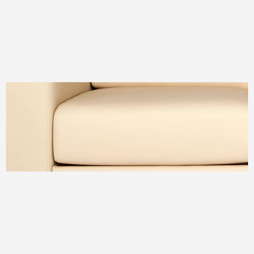Kompaktes Schlafsofa aus Leder mit Lattenrost - Cremefarben