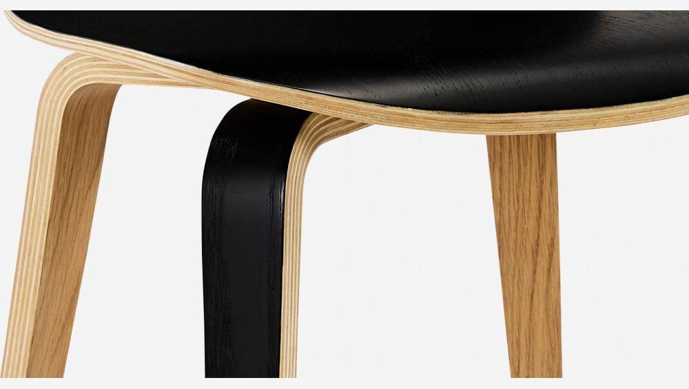 Stuhl aus Kautschukbaum - Schwarz und Naturfarben