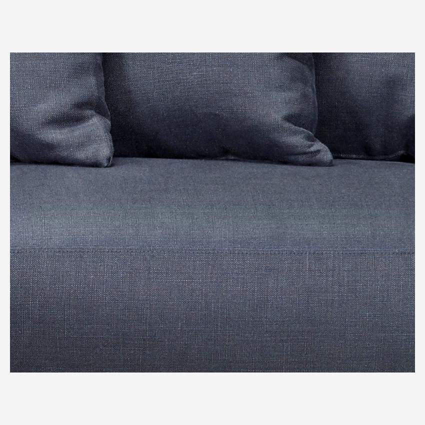 Sofá 2 plazas de lino con ángulo derecho - Azul