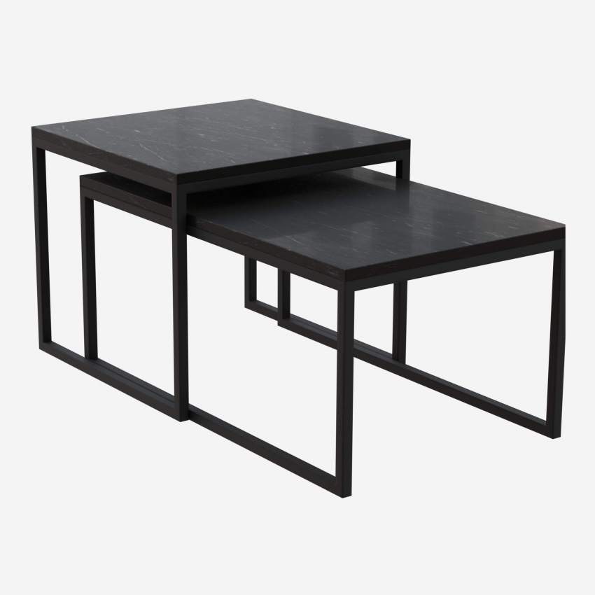 Mesa auxiliar negra acrílica con almacenamiento, mesa auxiliar de forma  ondulada
