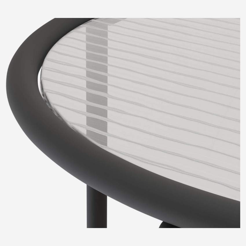 Table basse ronde en acier et verre ondulé - 80 cm