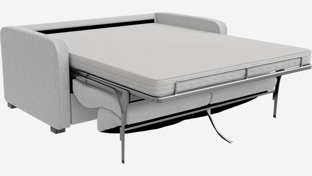 Sofá-cama de 3 lugares de tecido com braços finos - Cinza claro
