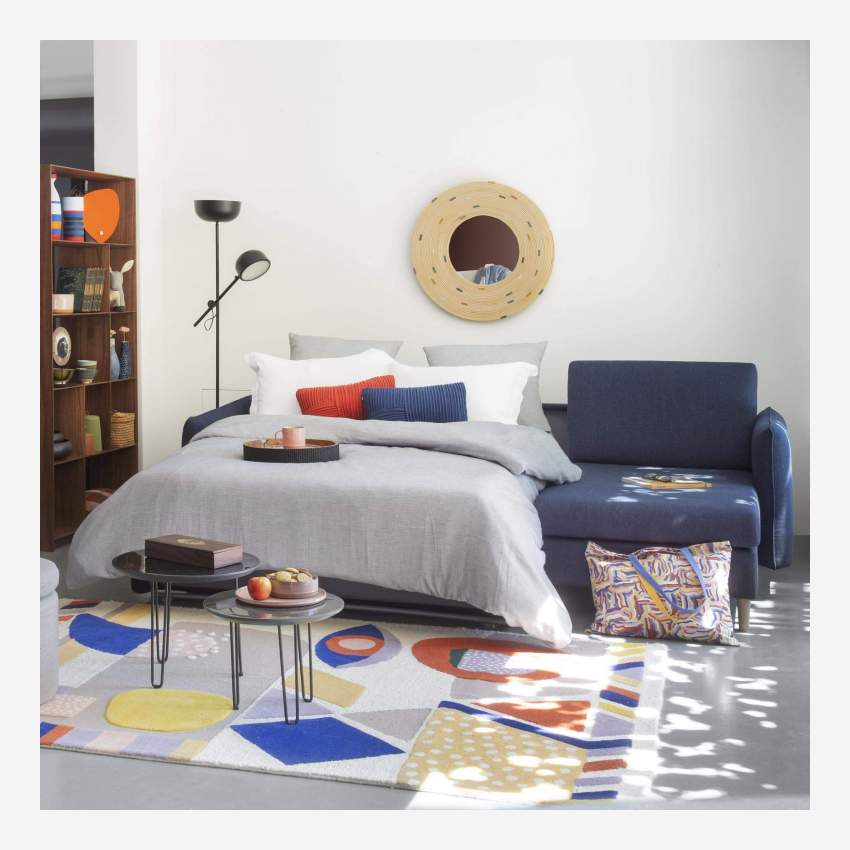 Sofá cama de 3 plazas de tela - Azul