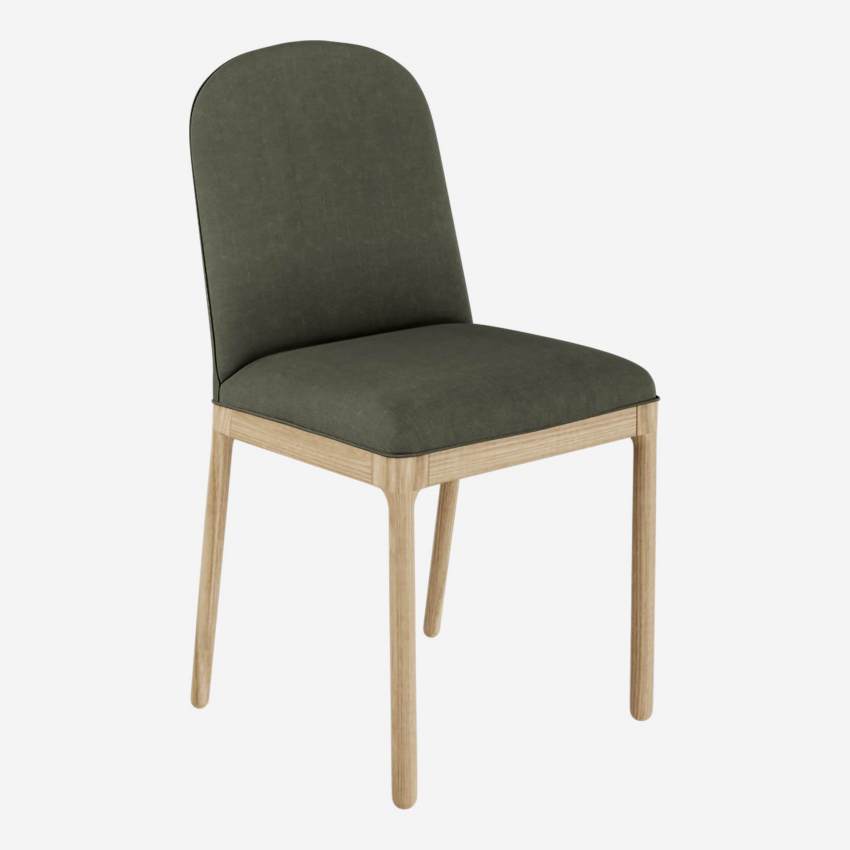 Stuhl mit Stoffbezug und Gestell aus Esche - Maulwurfsgrau