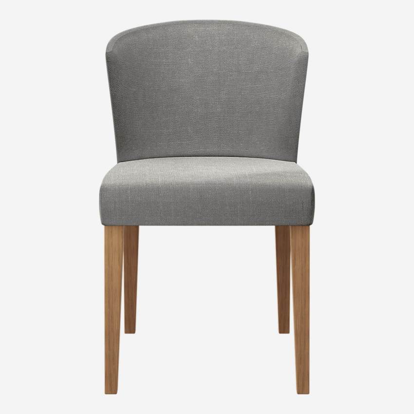 Cadeira em tecido - Cinzento - Pés carvalho