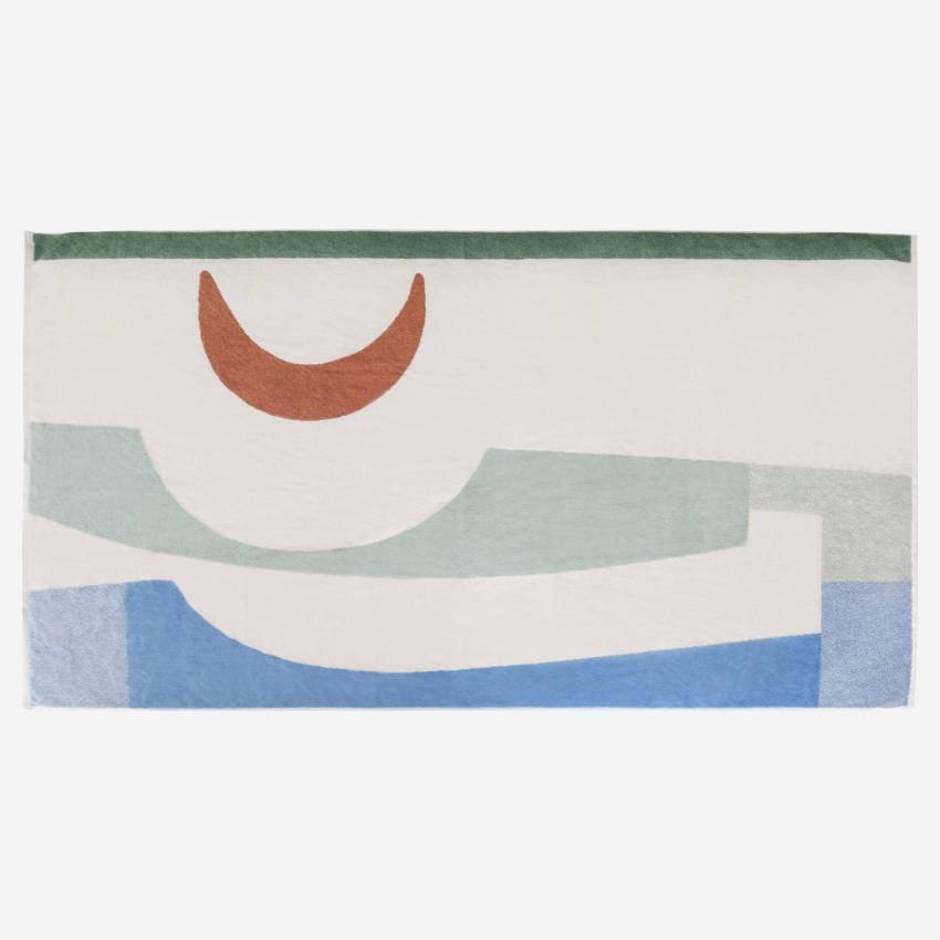 Toalha de praia em algodão - 100 x 180 cm - Motivo lua - Design by Floriane Jacques