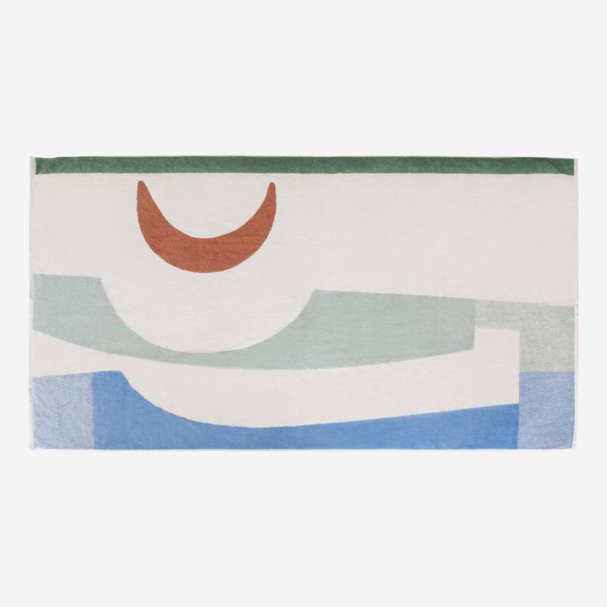 Drap de plage en coton - 100 x 180 cm - Motif lune - Design by Floriane Jacques