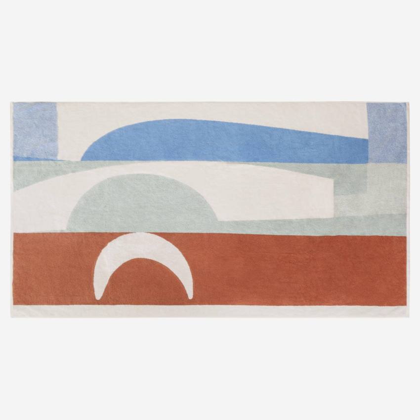 Toalha de praia em algodão - 100 x 180 cm - Motivo lua - Design by Floriane Jacques