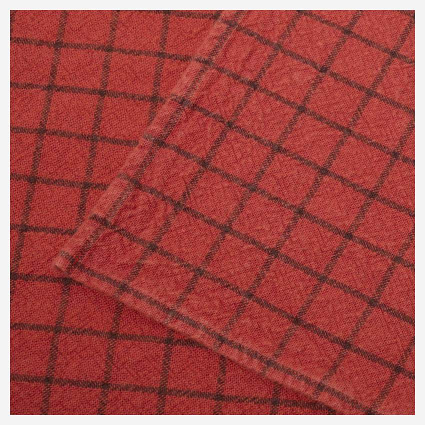 Torchon en coton et chanvre - 45 x 70 cm - Rouge