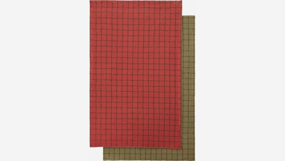 Paño de cocina de algodón y cáñamo - 45 x 70 cm - Rojo