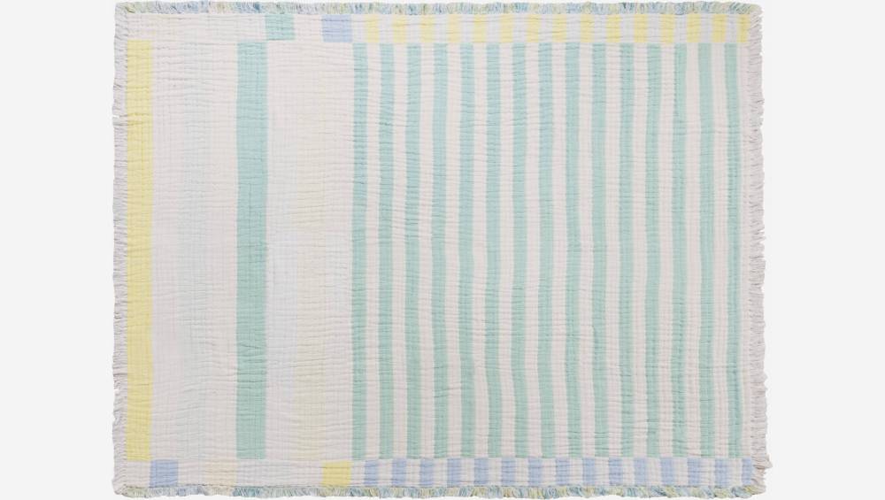 Plaid van katoenen gaas - 130 x 170 cm - Gestreept patroon - Design by Floriane Jacques