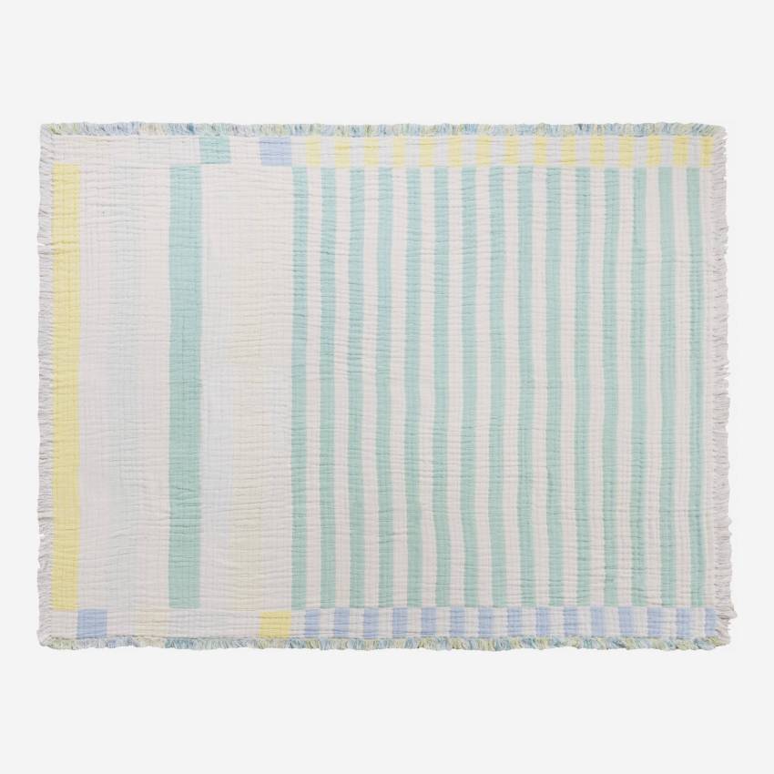 Plaid de gasa de algodón - 130 x 170 cm – Dibujo de rayas – Design by F. Jacques