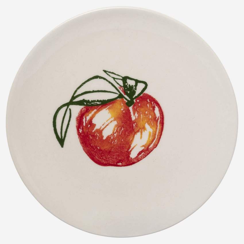 Dessertbord van aardewerk - 21 cm - Motief appel - Design by Floriane Jacques