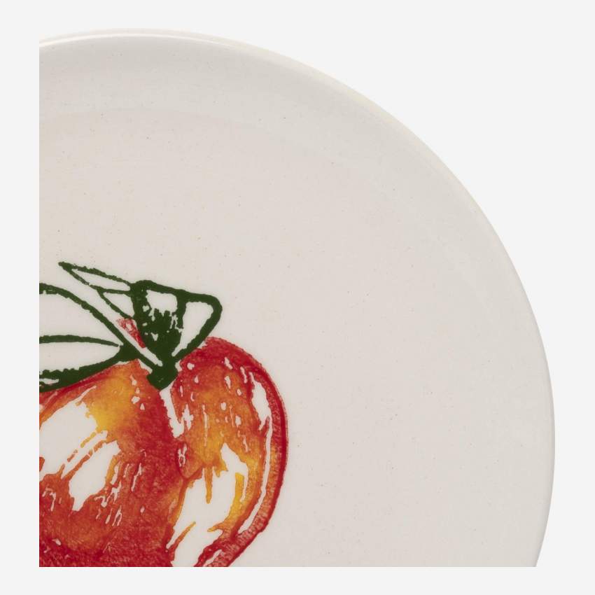 Dessertbord van aardewerk - 21 cm - Motief appel - Design by Floriane Jacques
