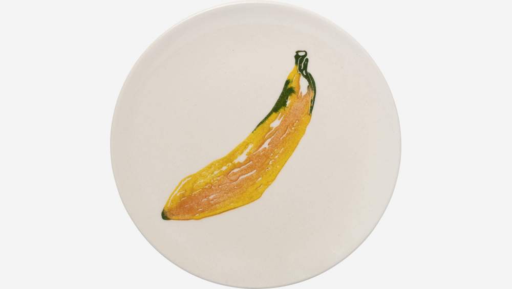 Piatto da dessert in maiolica - 21 cm - Motivo banana - Design di Floriane Jacques