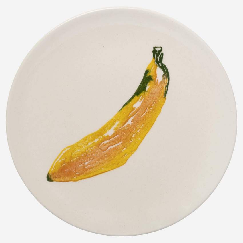 Dessertbord van aardewerk - 21 cm - Motief banaan - Design by Floriane Jacques