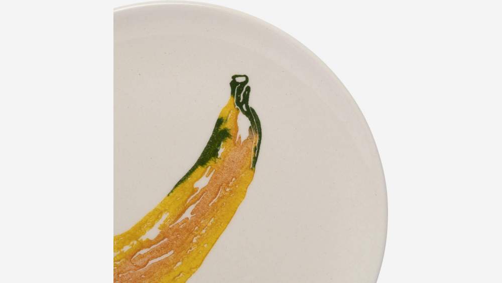 Piatto da dessert in maiolica - 21 cm - Motivo banana - Design di Floriane Jacques