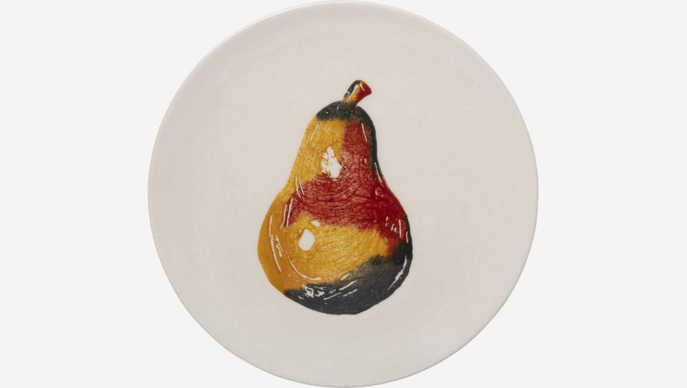 Dessertteller aus Fayence - 21 cm - Birnenmotiv - Design by Floriane Jacques