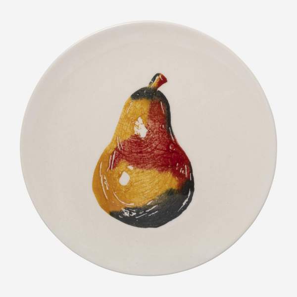 Piatto da dessert in maiolica - 21 cm - Motivo pera - Design di Floriane Jacques