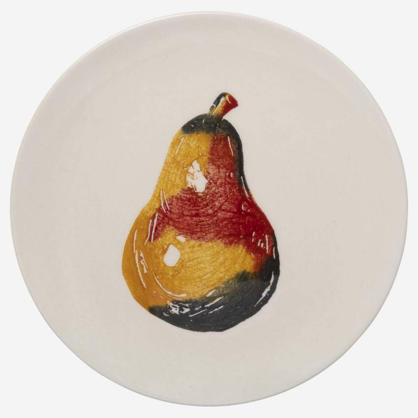 Dessertbord van aardewerk - 21 cm - Motief peer - Design by Floriane Jacques