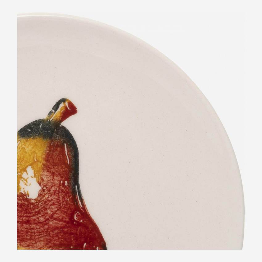 Prato de sobremesa em faiança - 21 cm - Motivo pera - Design by Floriane Jacques