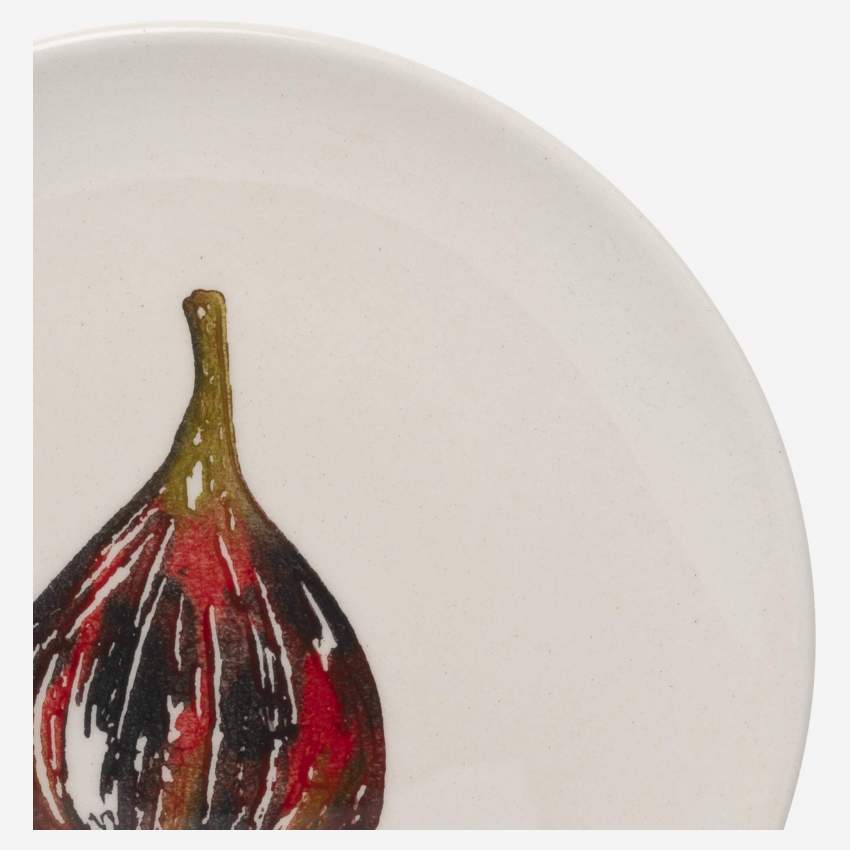 Assiette à dessert en faïence - 21 cm - Motif figue - Design by Floriane Jacques