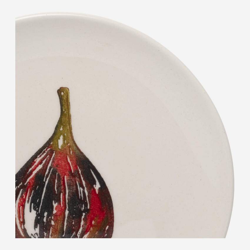 Prato de sobremesa em faiança - 21 cm - Motivo figo - Design by Floriane Jacques