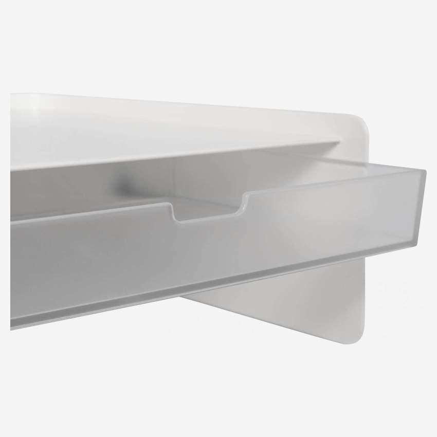 Support pour écran avec 2 tiroirs en métal - Blanc