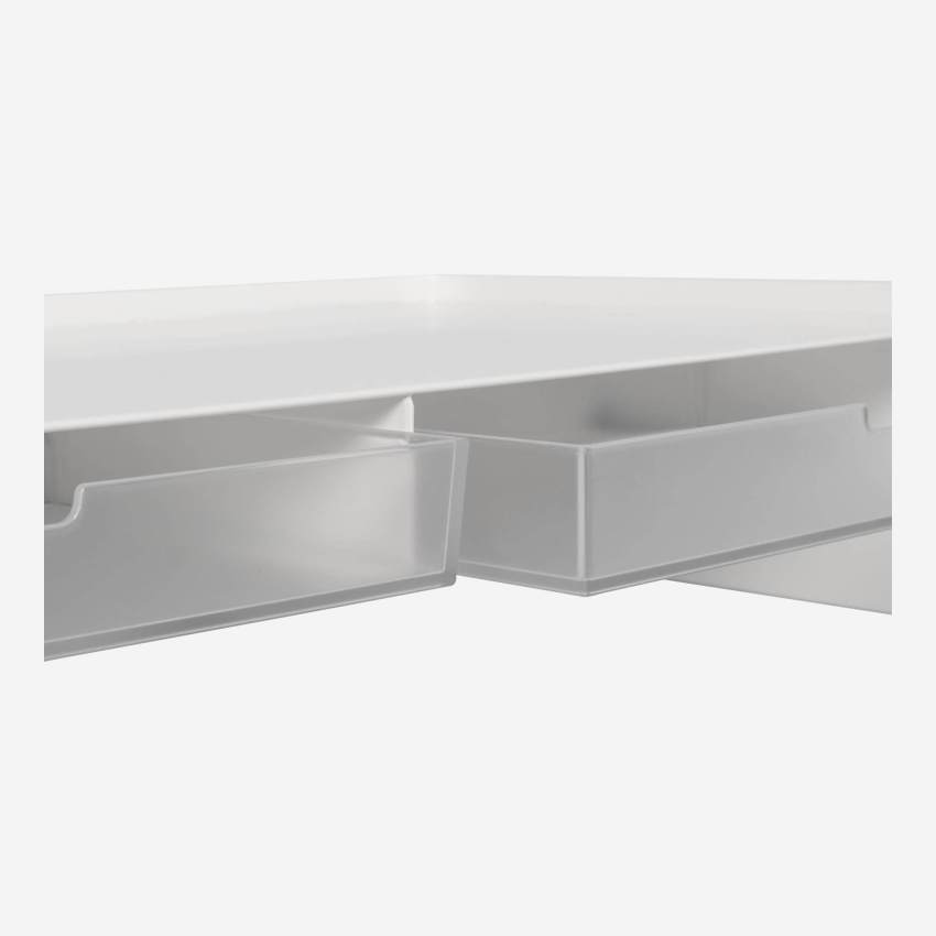 Bildschirmträger mit 2 Schubladen aus Metall - Weiß